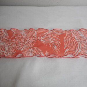 Tropical Leaf or Feather Pattern Orange White 1960